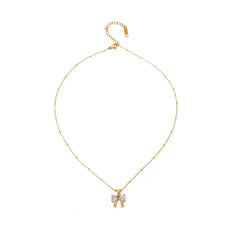 Dainty Feminine Diamond Bow Necklace