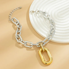 Chunky Two Tone Paperclip Bold Necklace