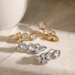 Dainty Leaf Diamond Earrings