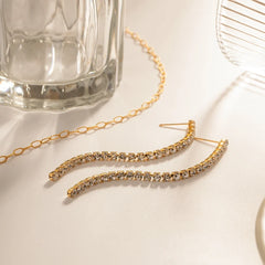 18K Dainty Diamond Tassel Earrings