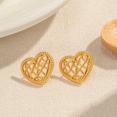 18K Open Heart Mesh Earrings