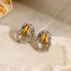 Two Tone Ring Knot Earrings