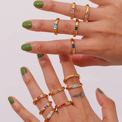 18K Baguette Cut Birthstone Ring