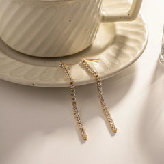 18K Dainty Diamond Tassel Earrings