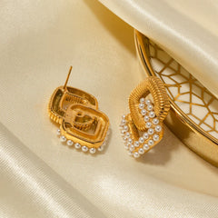18K Textured Dual Squircle Earrings