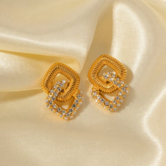 18K Textured Dual Squircle Earrings