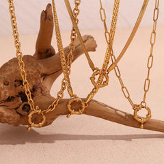 18K Anchor Wheel Clasp Chain Necklaces