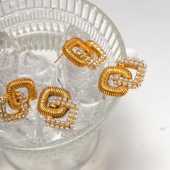 18K Textured Dual Squircle Earrings