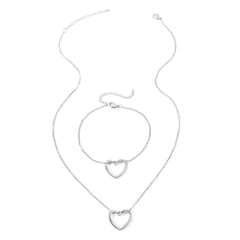 Romantic Heart Woven Necklace and Bracelet Set