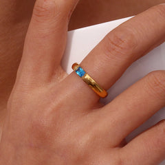 18K Baguette Cut Birthstone Ring
