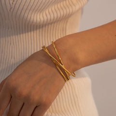 18K Interlaced Trio Bangle Cuff Bracelet