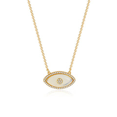 Dainty Evil Eye Diamond Accented Necklace