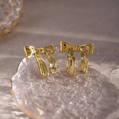 Feminine Textured Bow Earrings