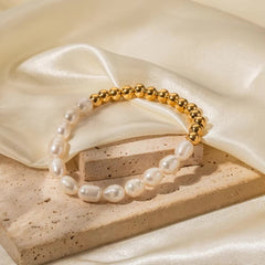 18K Beaded Pearl Split Bracelet