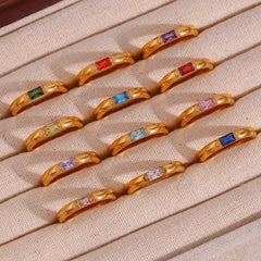 18K Baguette Cut Birthstone Ring