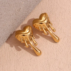 18K Melting Heart Stud Earrings
