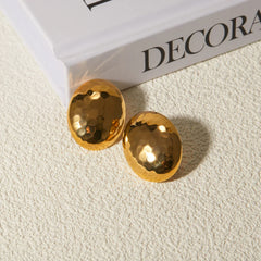 18K Hammered Oval Earring