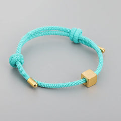 Adjustable Couples Box Letter Initial Bracelets