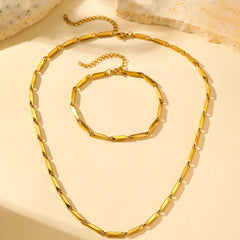 Modern Geometric Chain Necklace and Bracelet Set