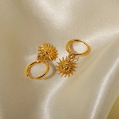 Dainty Huggie Hoop Smiling Sun Earrings