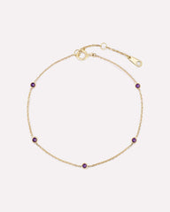 Solid Yellow Gold - Alexandrite Birthstone Station Bracelet