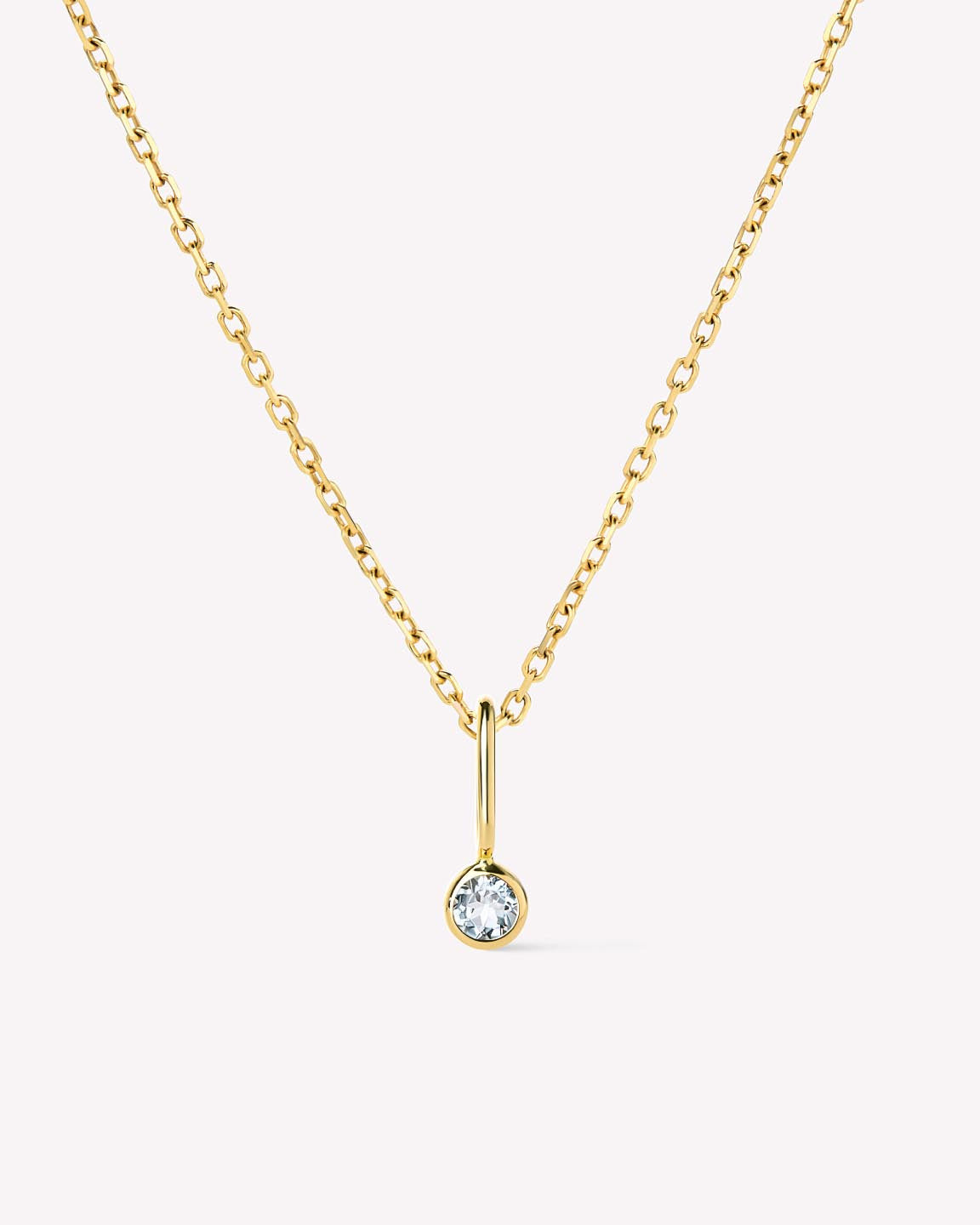 Solid Gold Aquamarine Spring Ring Clasp Birthstone Pendant Necklaces For Women Ana Gold Birthstone Necklace