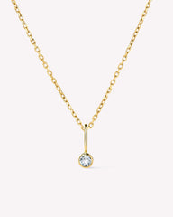 Solid Gold Aquamarine Spring Ring Clasp Birthstone Pendant Necklaces For Women Ana Gold Birthstone Necklace