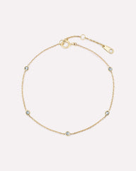 Solid Yellow Gold - Alexandrite Birthstone Station Bracelet
