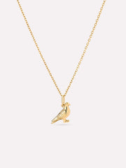 Solid Yellow Gold - Pigeon Charm Necklace