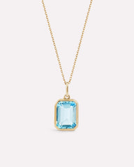 Solid Yellow Gold - Blue Topaz Spritz Necklace