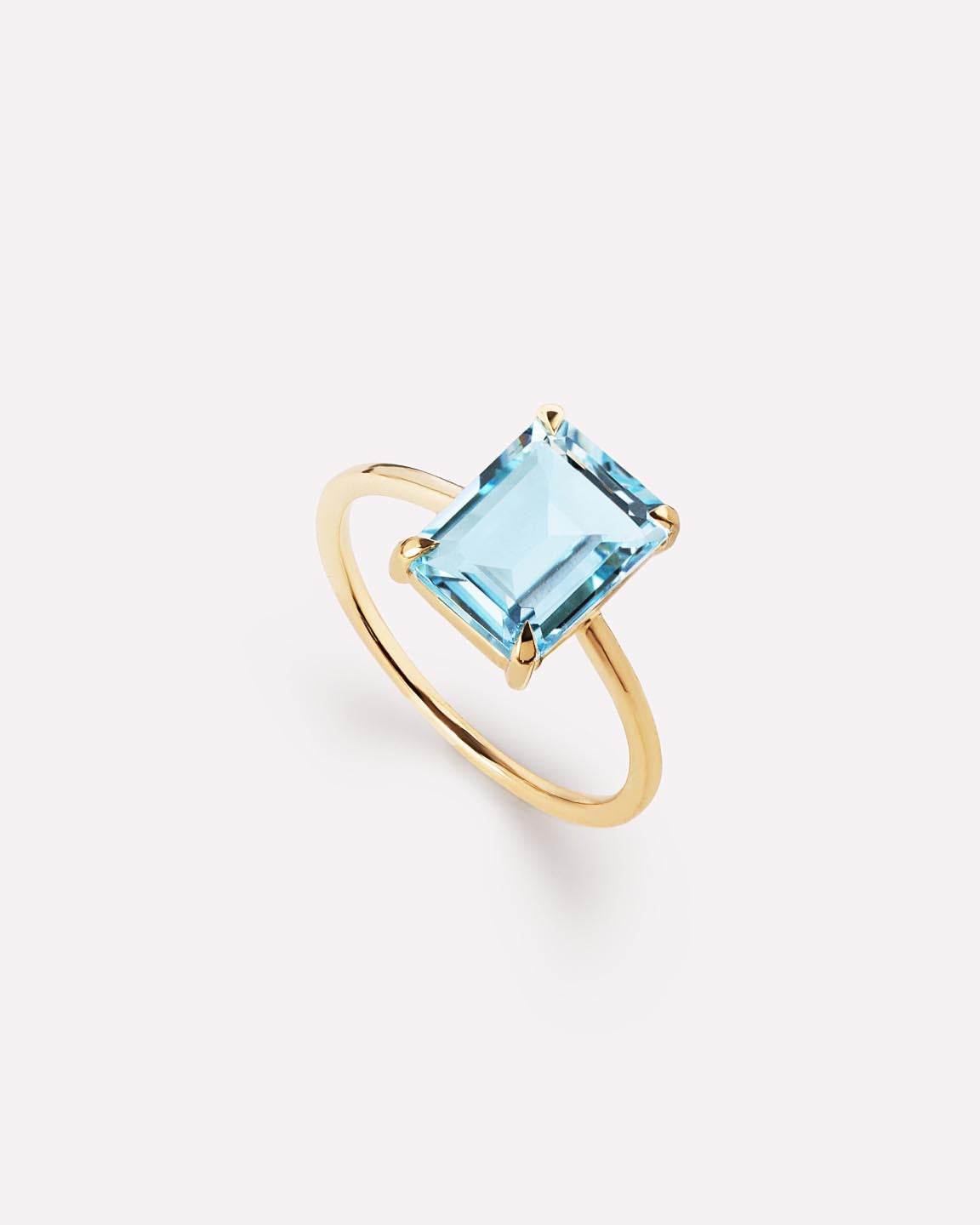 Solid Yellow Gold - Blue Topaz Spritz Ring