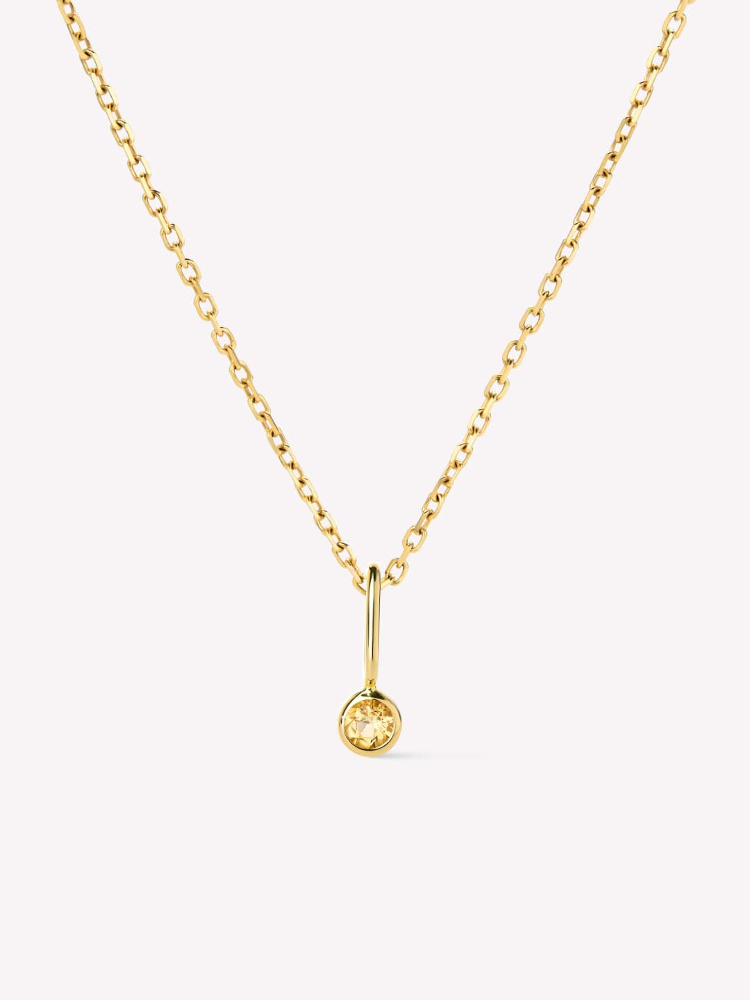 Solid Gold Citrine Spring Ring Clasp Birthstone Pendant Necklaces For Women Ana Gold Birthstone Necklace