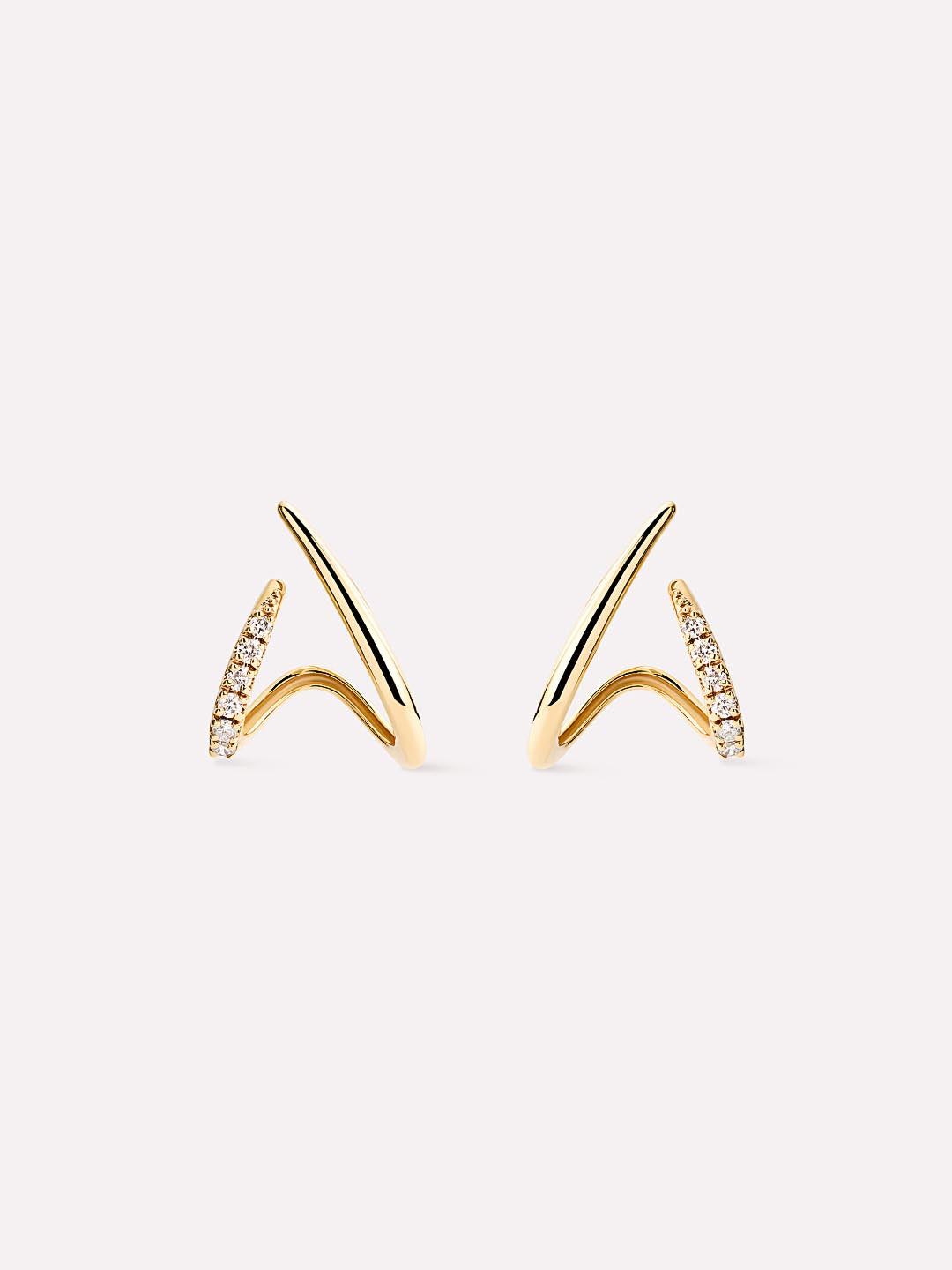 Solid White Gold - Diamond Aurora Huggie Studs