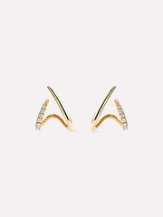 Solid White Gold - Diamond Aurora Huggie Studs