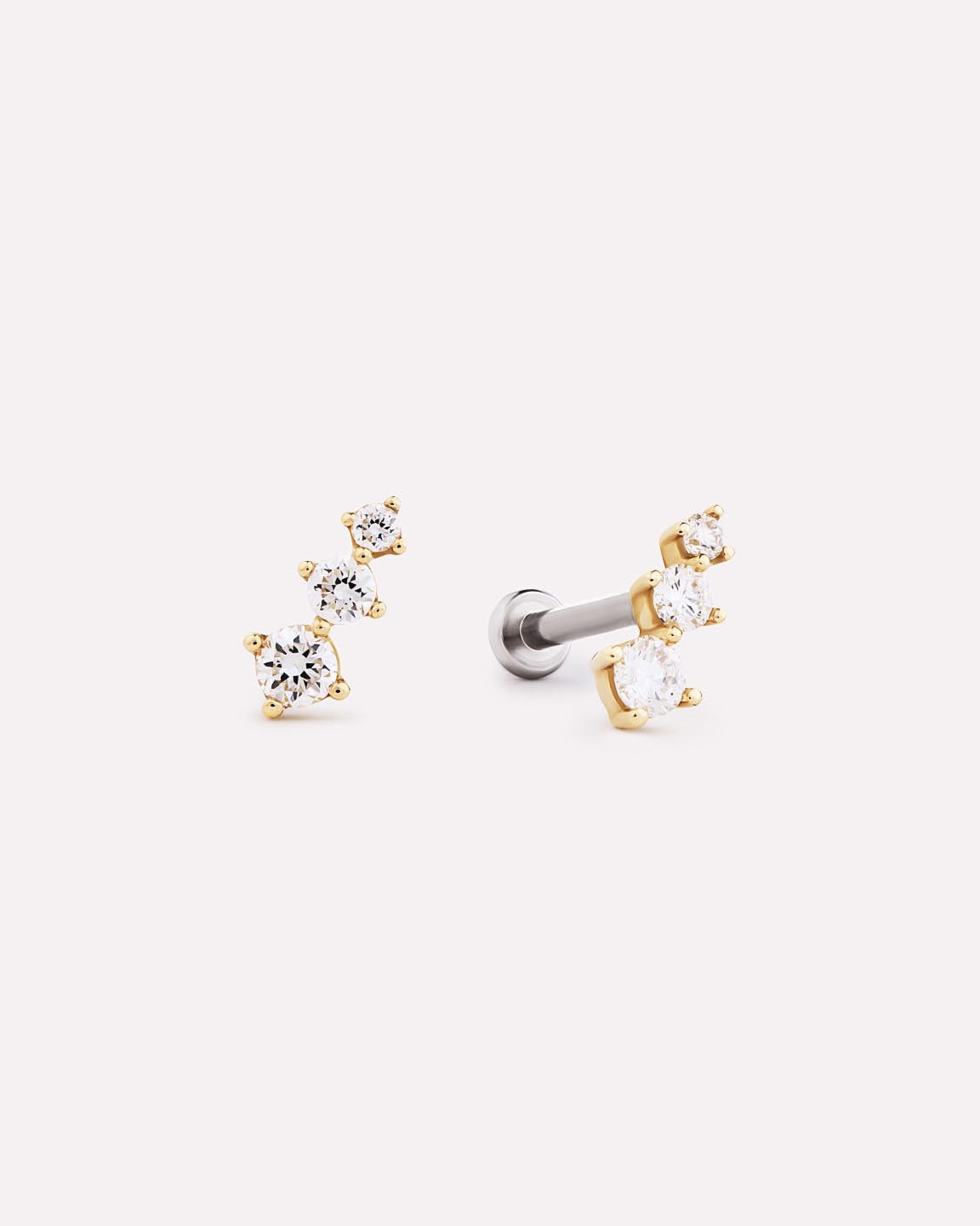 Solid Yellow Gold - Diamond Crawler Flatback Single Stud