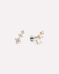 Solid Yellow Gold - Diamond Crawler Flatback Single Stud