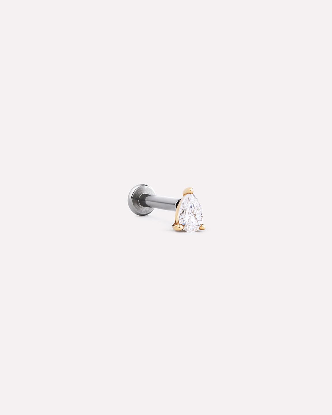 Solid Yellow Gold - Diamond Pear Flatback Single Stud
