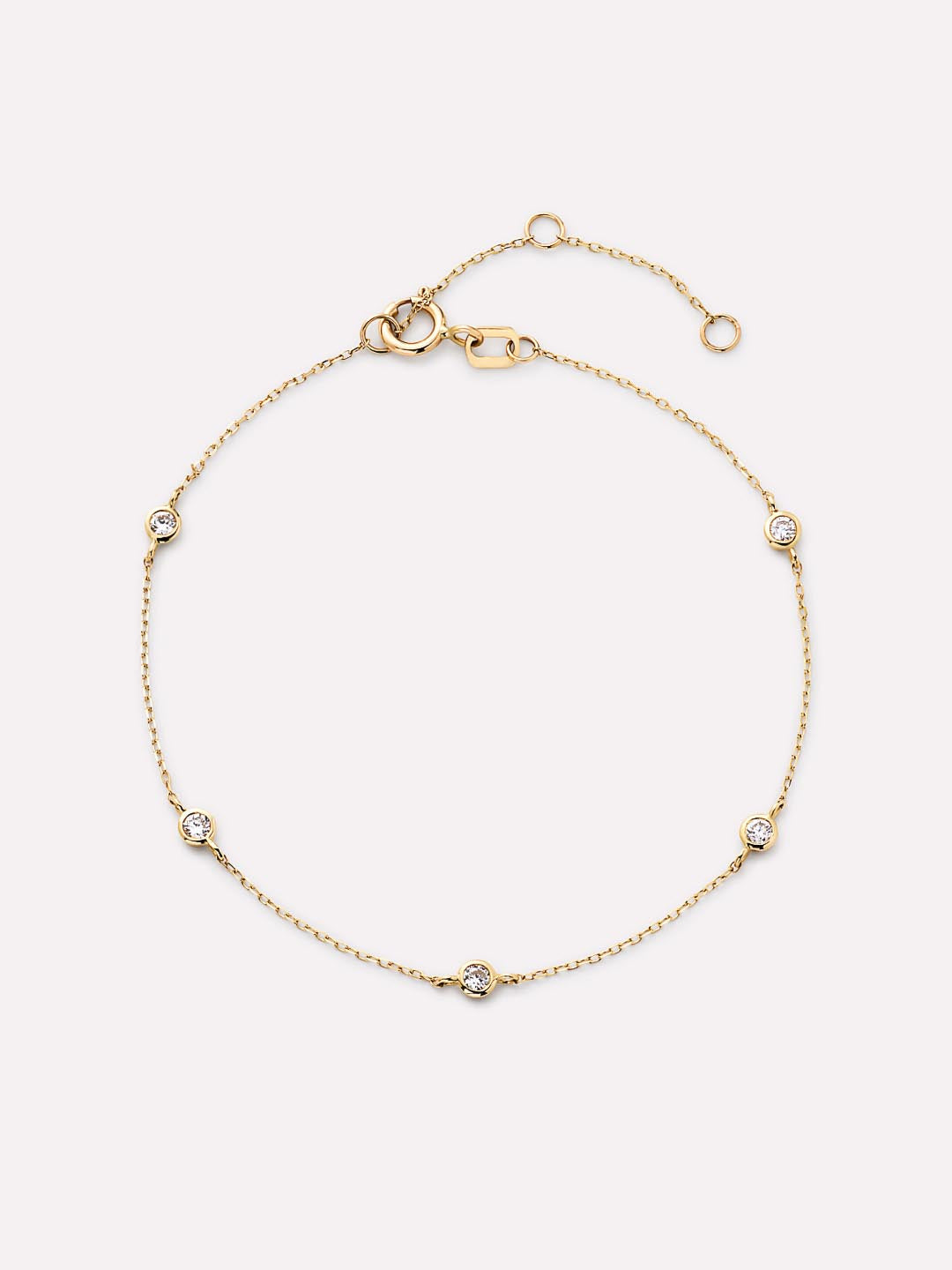 Solid Yellow Gold - Alexandrite Birthstone Station Bracelet