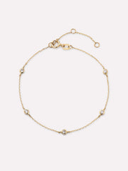 Solid Yellow Gold - Alexandrite Birthstone Station Bracelet