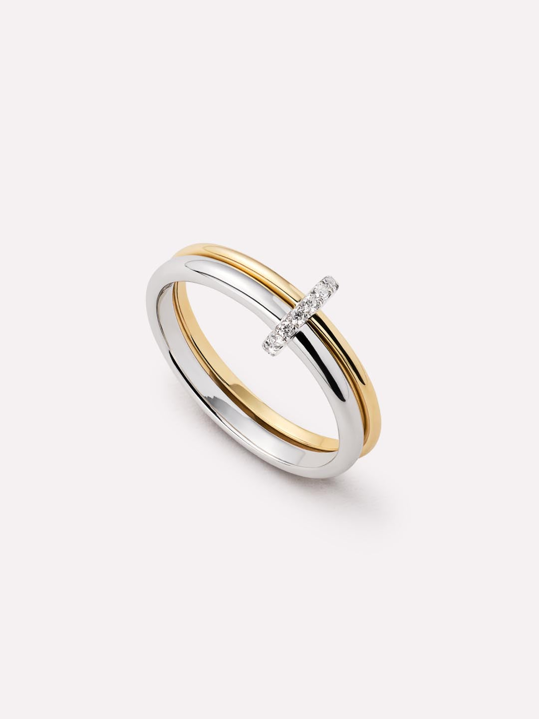 Solid Yellow Gold - Diamond Link Ring
