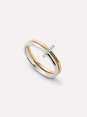Solid Yellow Gold - Diamond Link Ring