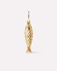 Solid Yellow Gold - Gemstone Fish Charm