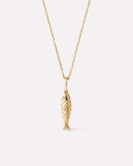 Solid Yellow Gold - Gemstone Fish Necklace