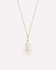 Solid Yellow Gold - Mother of Pearl Shell Necklace