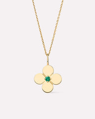 Solid Gold Emerald Solid Bloom Spring Ring Clasp Fine Green Flower Pendant Necklaces Ana Luisa Large Emerald Flower Charm Necklace