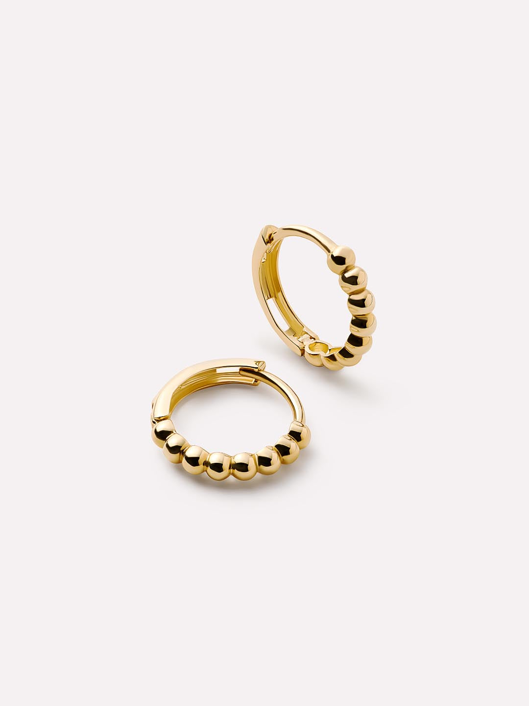 Small Gold Hoop Earrings - Gold Bead Huggie Hoops