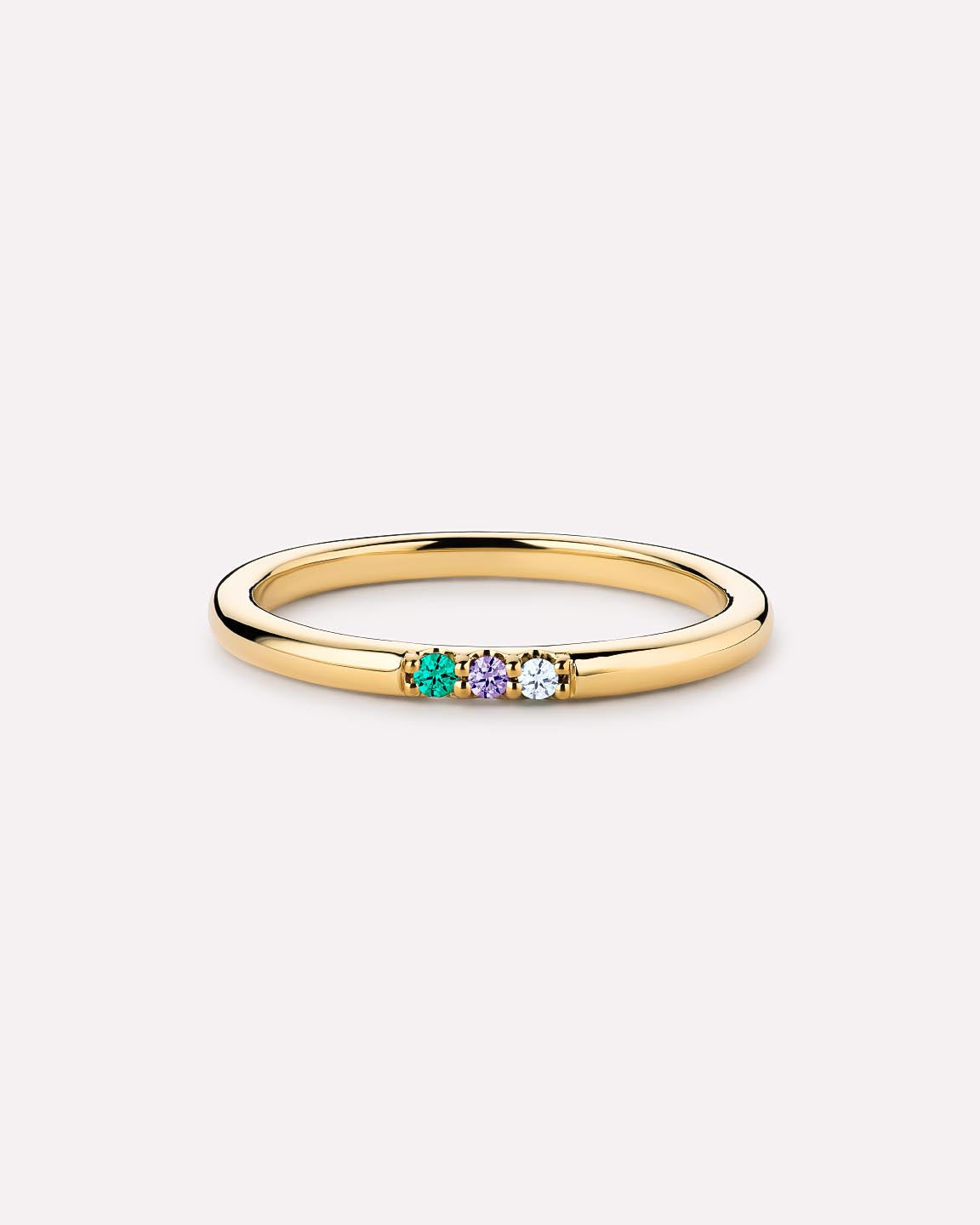 Solid Yellow Gold - 3 Stone Birthstone Ring