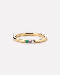 Solid Yellow Gold - 3 Stone Birthstone Ring