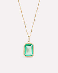 Solid Yellow Gold - Blue Topaz Spritz Necklace