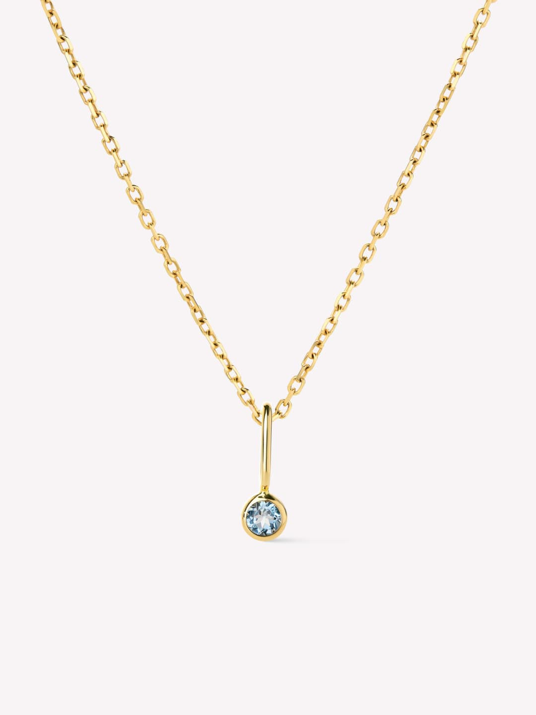 Solid Gold London Blue Topaz Spring Ring Clasp Birthstone Pendant Necklaces For Women Ana Gold Birthstone Necklace